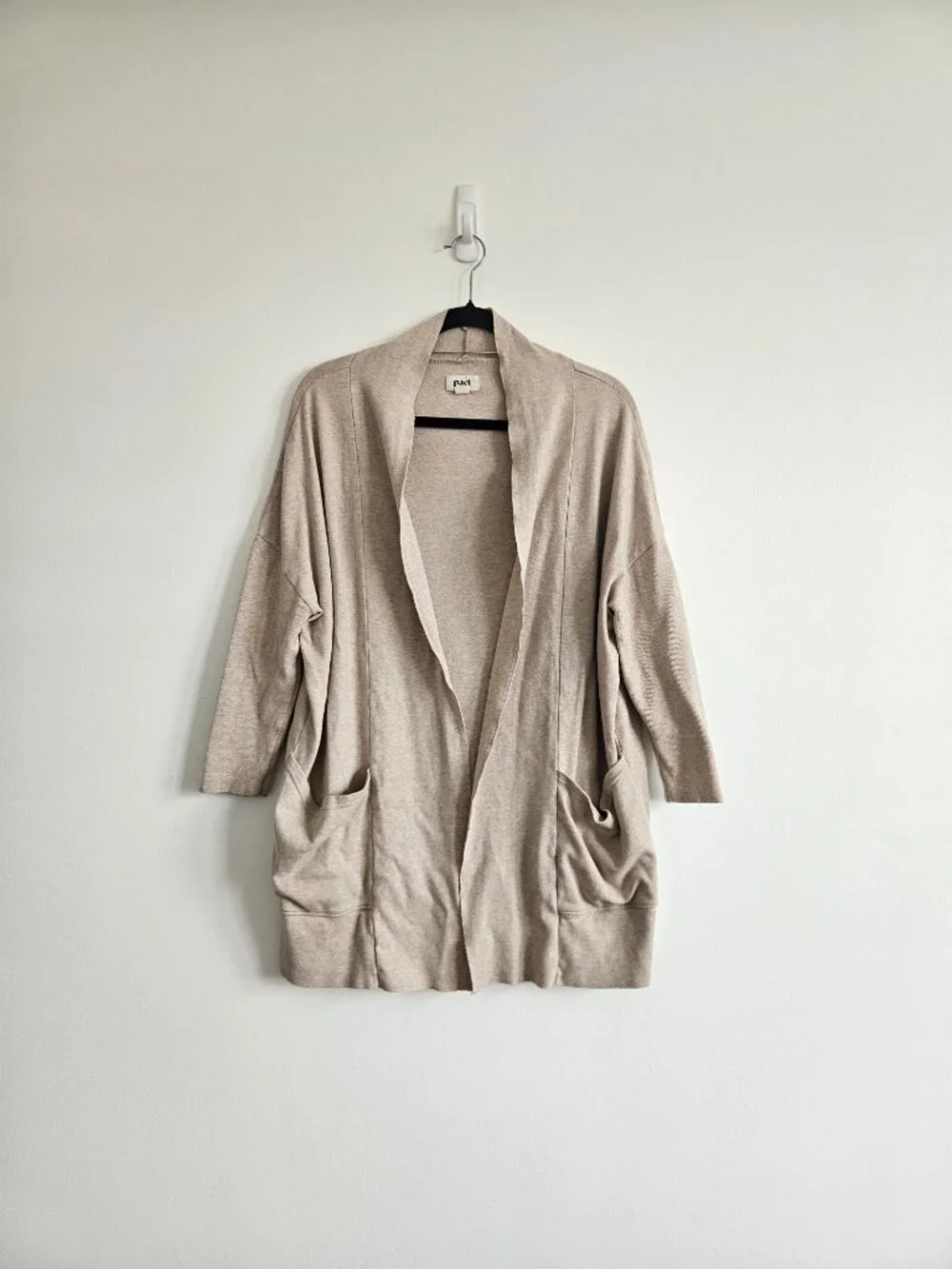 Pact Brooklyn Cardigan XS/S Wheat Heather Organic Cotton Minimalist Travel Comfy - Picture 8 of 8